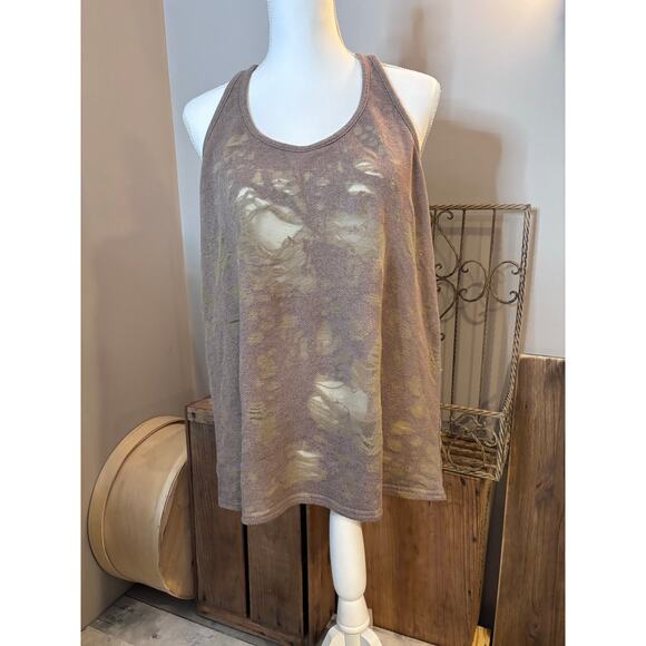 Ladies Large ALO Yoga Pure Distressed Tank Top in Browns - Picture 1 of 11